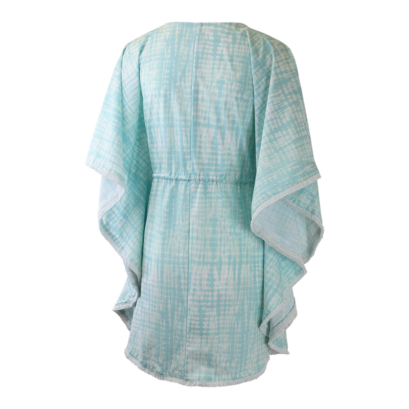 back of the women's kaftan cover up in glacier tie dye|glacier-tie-dye