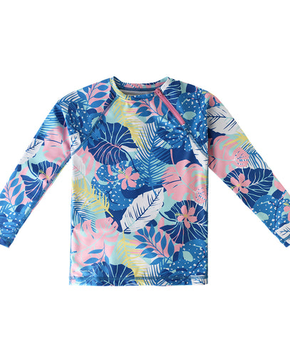 girl's long sleeve swim shirt in mykonos tropical|mykonos-tropical