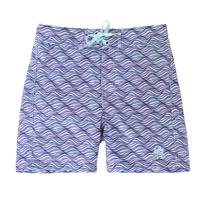 girl's board shorts in lilac waves|lilac-waves
