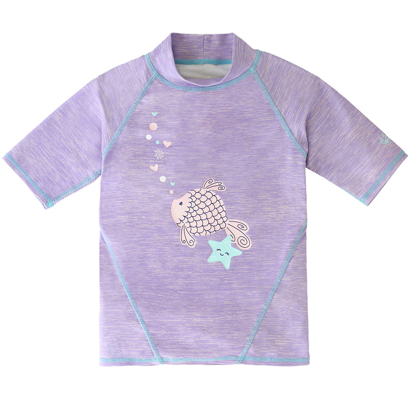 girl's short sleeve sport sun and swim shirt in sparkle fish jaspe|sparkle-fish-jaspe
