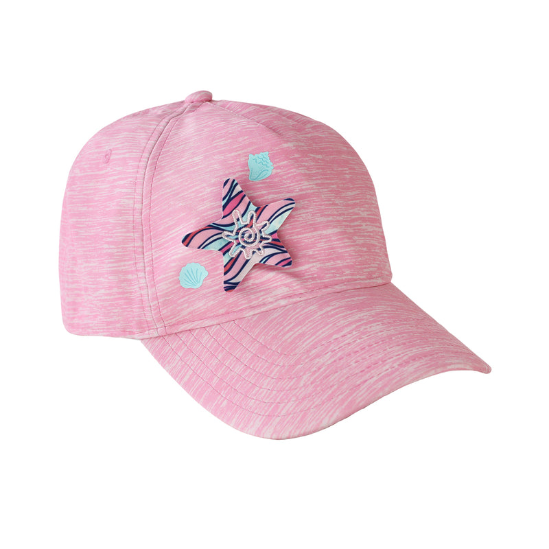 girl's snap back hat in light pink jaspe starfish|light-pink-jaspe-starfish