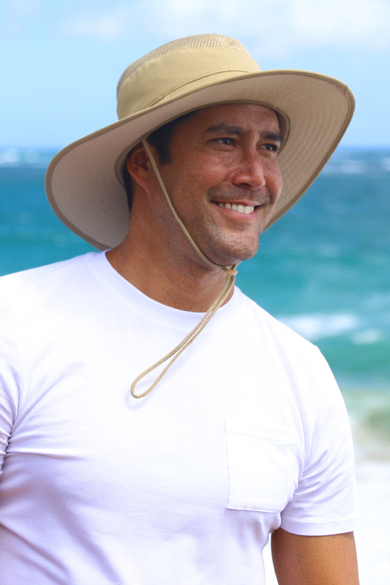 UV Skinz's men's wide brim sun hat|khaki-mojave