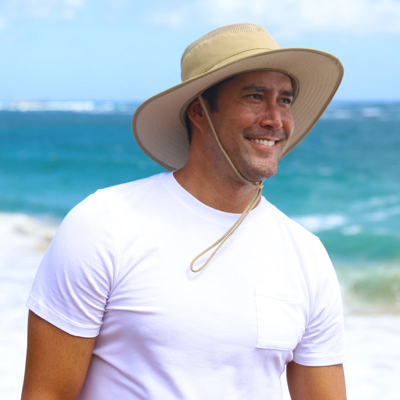 UV Skinz's men's wide brim sun hat|khaki-mojave