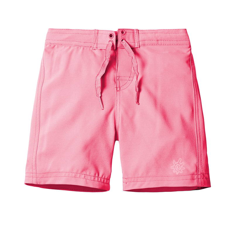 girl's board shorts in bubblegum|bubblegum