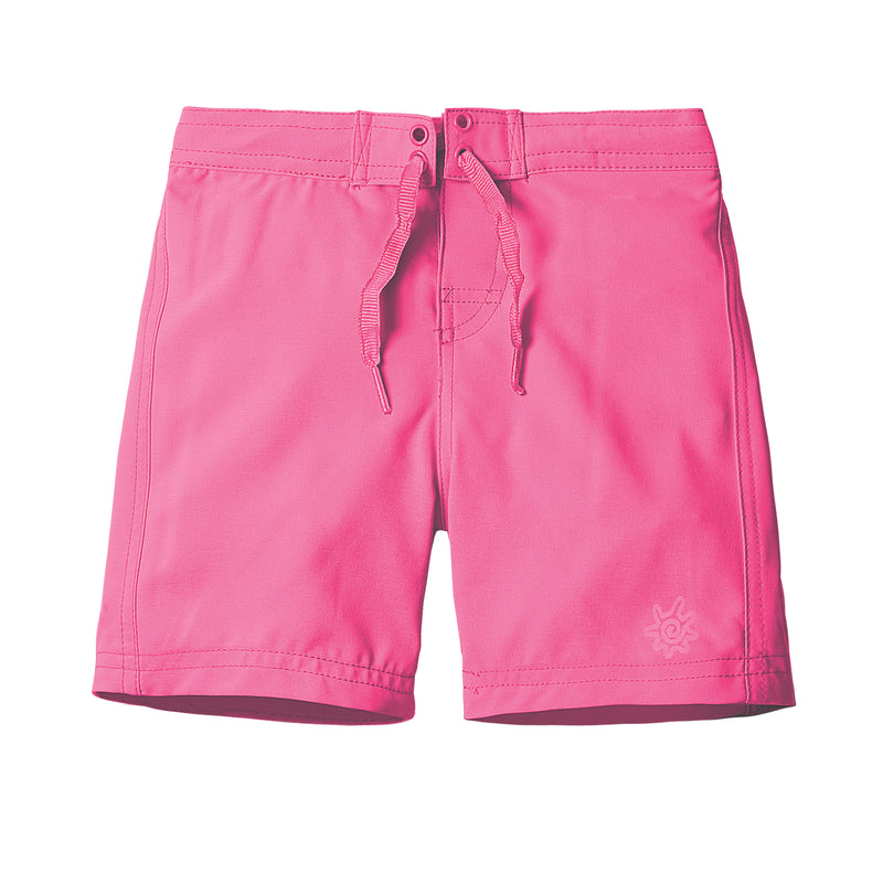 girl's board shorts in hot pink|hot-pink