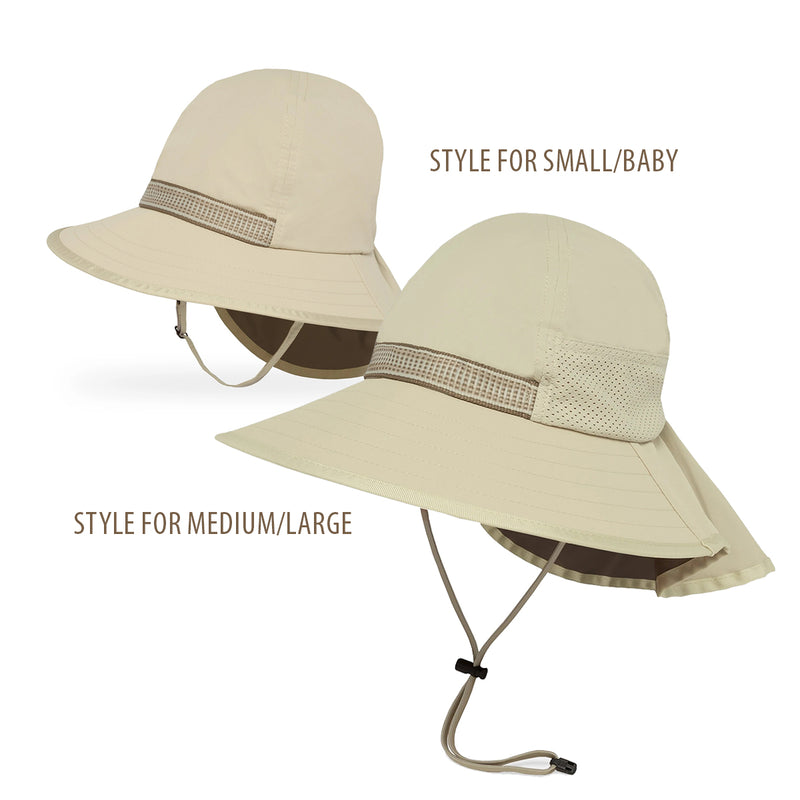 kid's sun hat with neck flap in cream sand|cream-sand