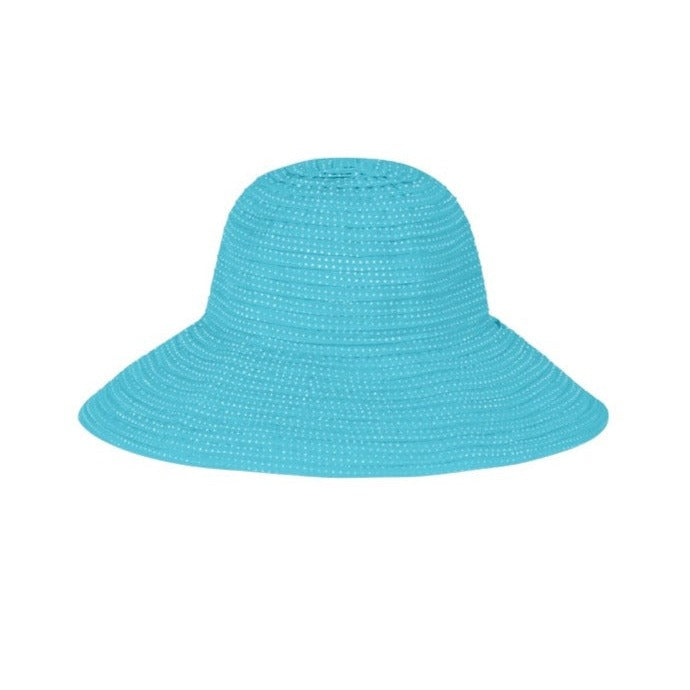 women's wide brim dot hat in aqua|aqua