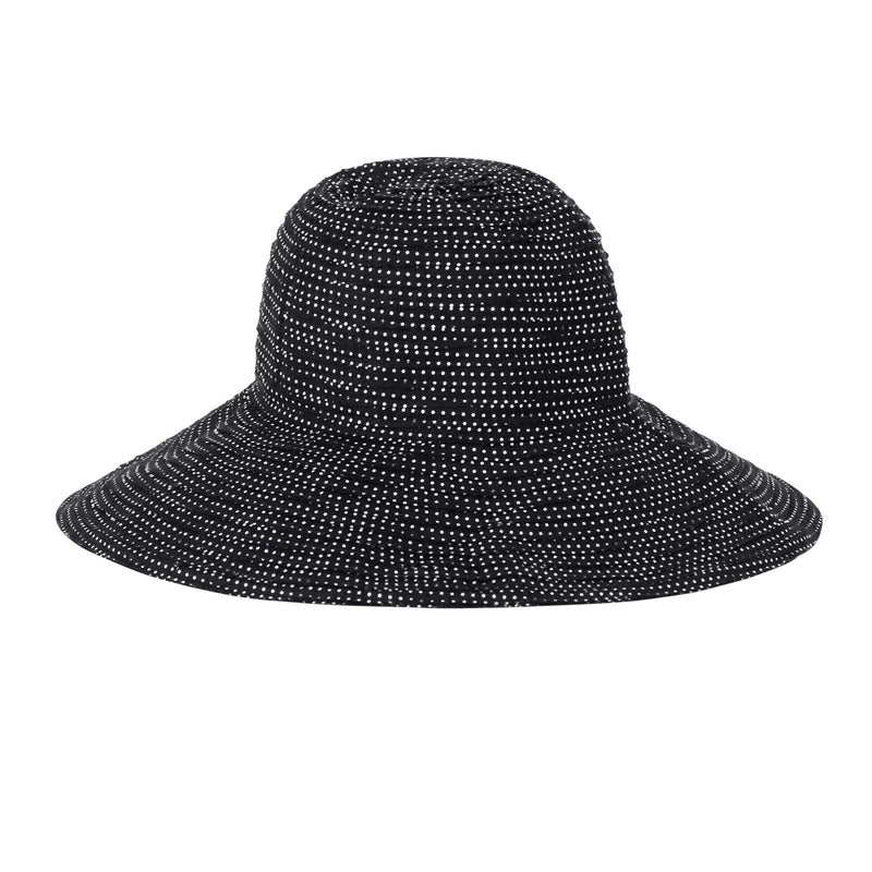 women's wide brim dot hat in black|black