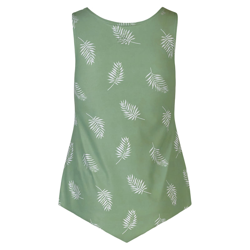 back of the women's UPF tank top in sage palm|sage-palm
