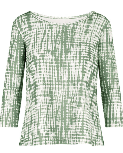 Women's 3/4 Sleeve Scoop Swing Top in Sage Tie Dye|sage-tie-dye