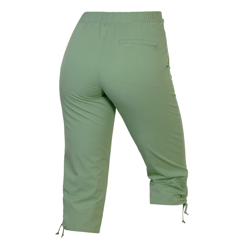 Back View of the Women's Beach Capris in Sage|sage