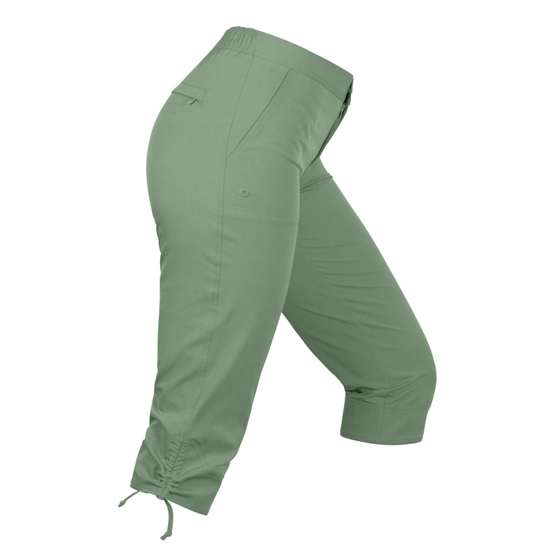 Side View of the Women's Beach Capris in Sage|sage