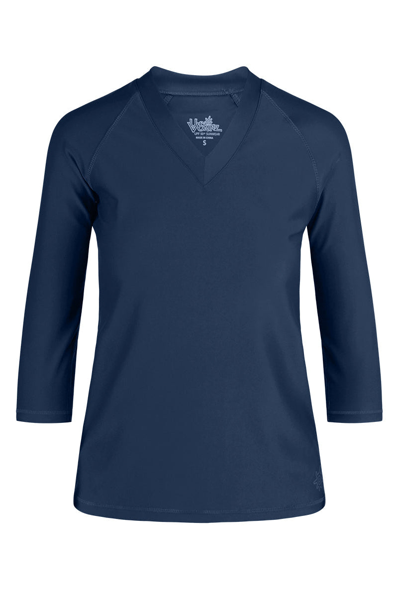 Women's V-Neck Sun & Swim Shirt in Midnight|midnight