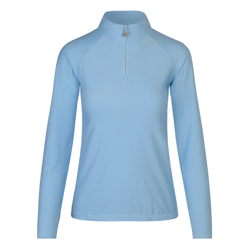 women’s long sleeve quarter zip swim shirt in clear sky|clear-sky