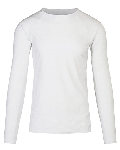 men's long sleeve crew swim shirt in white jaspe|white-jaspe