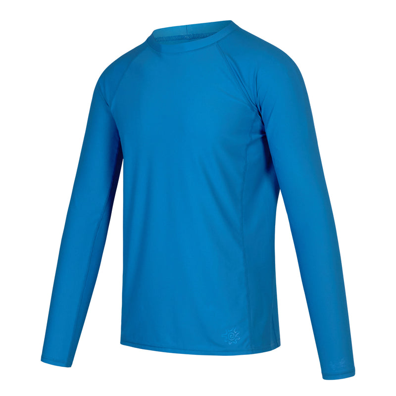 Side view of UV Skinz's men's long sleeve crew swim shirt in belize|belize