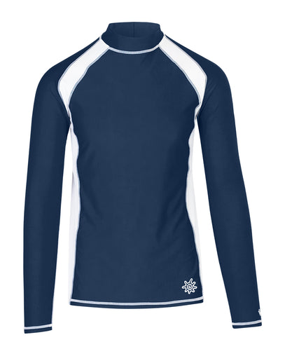 men's long sleeve active swim shirt in midnight white|midnight-white