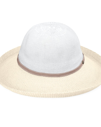women's two toned sun hat in white natural|white-natural