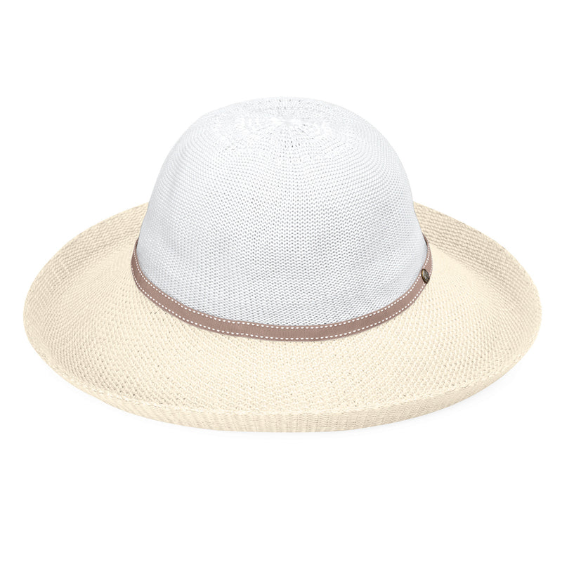 women's two toned sun hat in white natural|white-natural