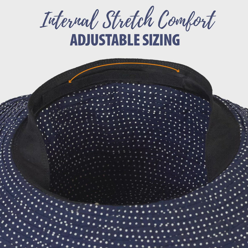 video of the women's wide brim dot hat in navy|navy|gif