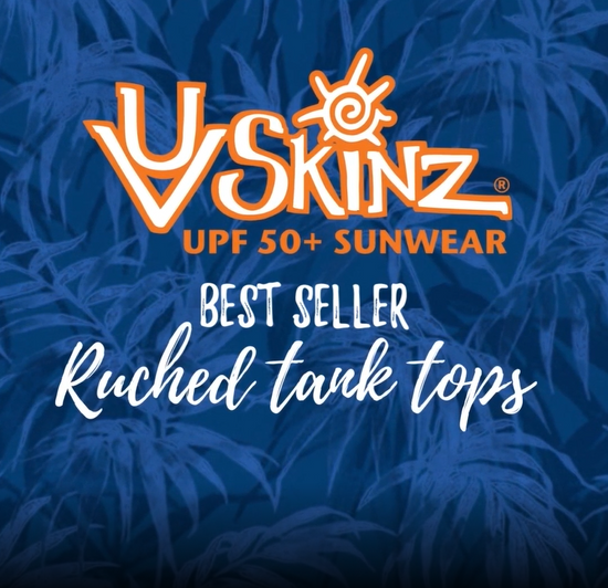 Video of UV Skinz's best-selling women's ruched swim tank tops